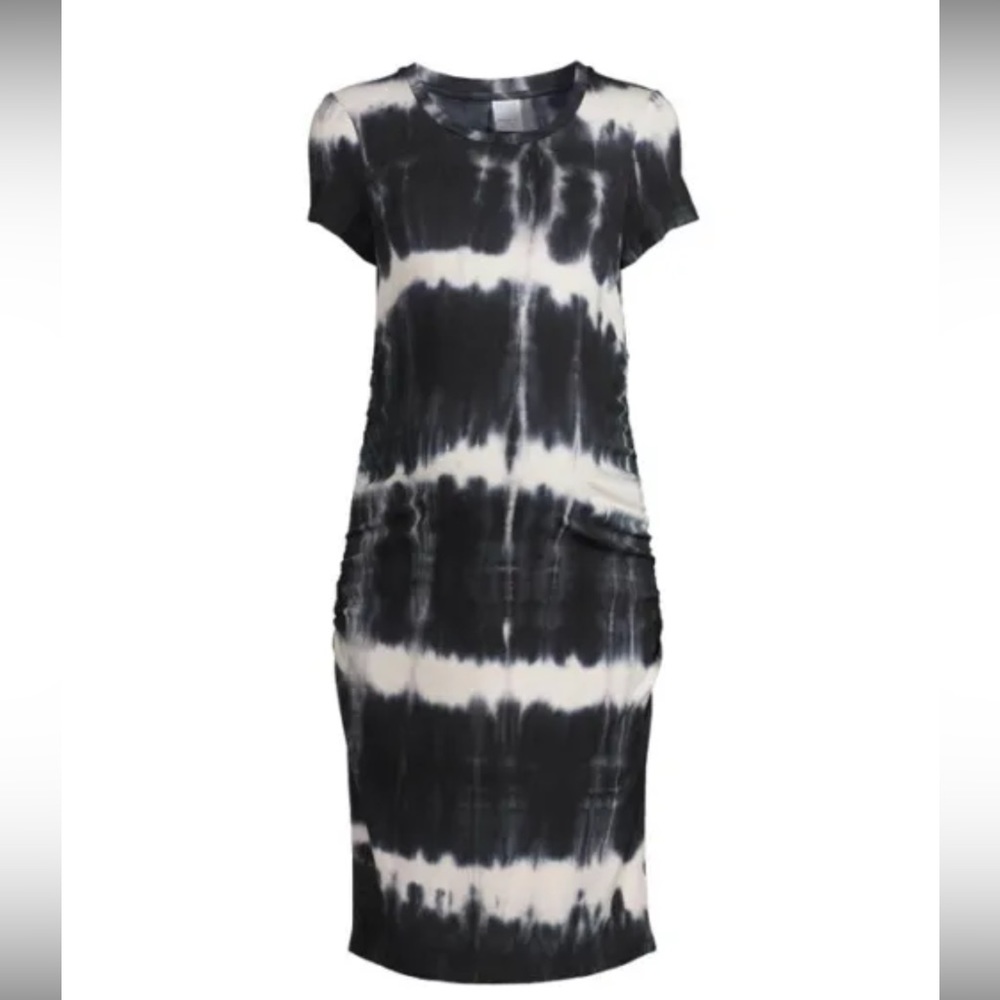 Time and True Maternity Semi-Fitted  short sleeve dress Black TieDye Sz. 20